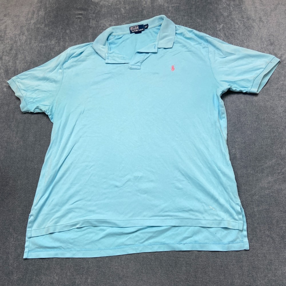 Polo Ralph Lauren Polo Shirt Mens 2XL Turquoise Blue Performance High Low Hem